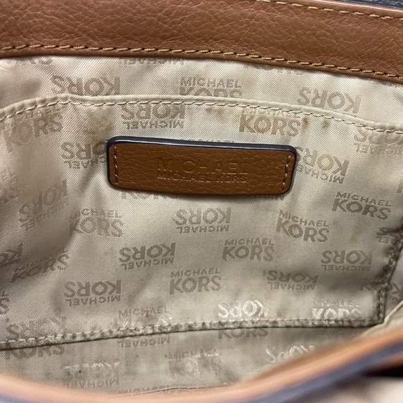 Michael Kors Fulton Flap Silver Chain Leather Brown Leather Crossbody Purse - Picture 10 of 10